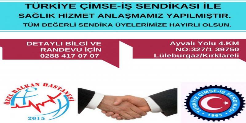 LÜLEBURGAZ ÖZEL BALKAN HASTANESİ İLE ANLAŞMA